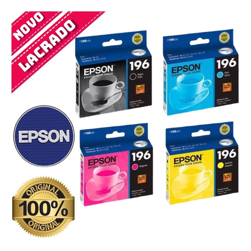 Kit 4 Cartuchos Epson 196 T196 Para Xp-401 Wf-2512 Wf-2532