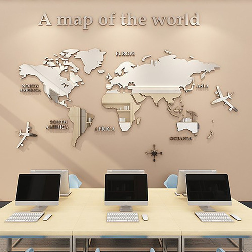 Adesivos De Parede Espelhados Adesivo Acrílico Do Mapa Mundi