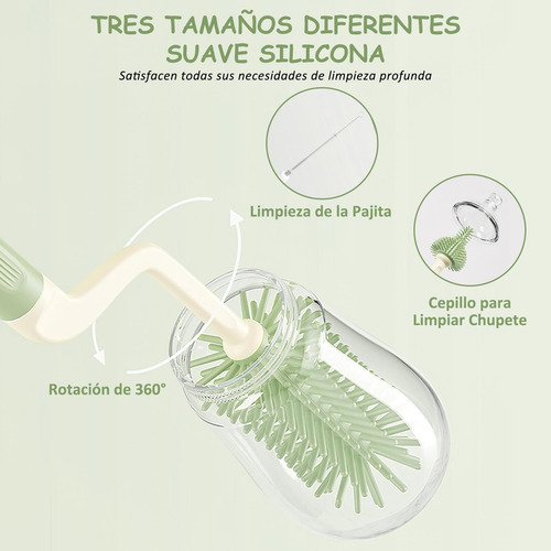 Cepillo Biberones,kit De Cepillos Para Biberón Con 3 Formas