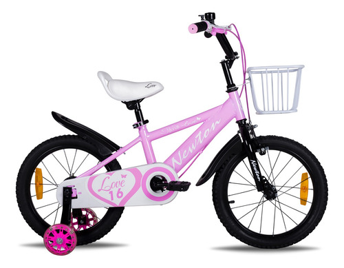 Bicicleta Newton Love Rodado 16 Infantil Niña Canasto Rosa