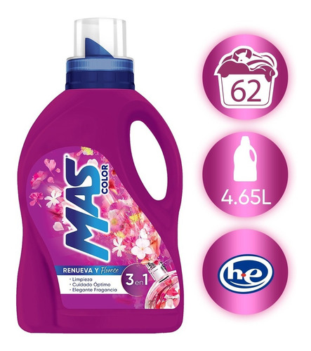 Detergente Líquido Mas Color Renueva Y Florece 4.65l