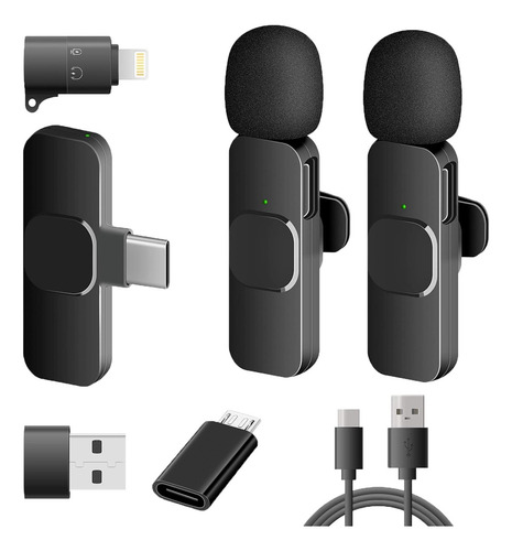 Micrófono Inalámbrico Para Celular Lavalier Iphone Android Negro