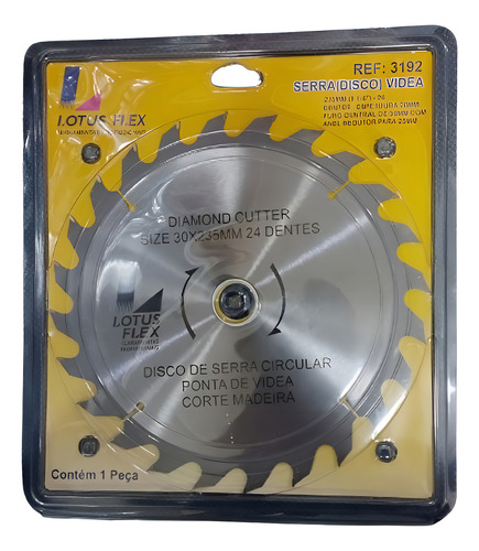 Disco Serra Circular Videa 235mmx30 24dentes Carbono Forjado Cor Prateado