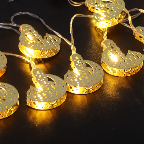 Cadena De 10 Luces Led De Hierro Forjado Con Forma De Luna,