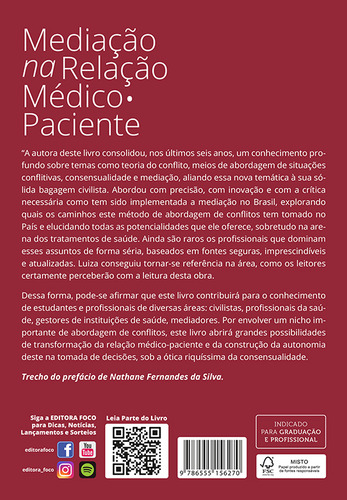 Mediação Na Relação Médico Paciente - 1ª Ed - 2023, De Luiza Soalheiro., Vol. 1. Editorial Editora Foco, Capa Mole Em Português, 2023