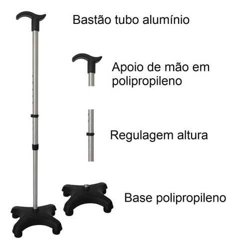 Bastão 4 Apoios Premium Takecare - Alumínio Leve - Ajustável