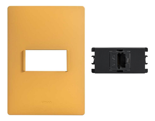 Placa 1 Módulo Amarillo + Toma Rj45 Cat 6e Grafito Simon 26