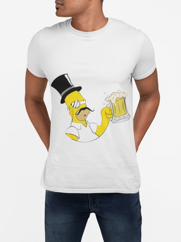 Polera Homero Simpson Cervecero Algodon Estampada