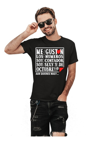 Camiseta Negra De Hombre Casual Para Fiestas Contaduria Octu