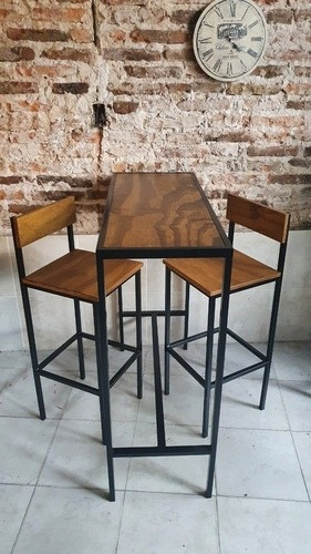 Imagen 4 de 6 de Mesa Barra Desayunador 100x40 + 2 Taburetes Con Respaldo