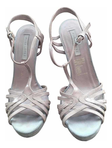 Sandalias Cuero Charol Beige Nude Diseñadora España Talle 38