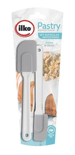 Set De 2 Espátulas De Silicona Para Repostería Pastry Ilko Color Blanco Y Gris