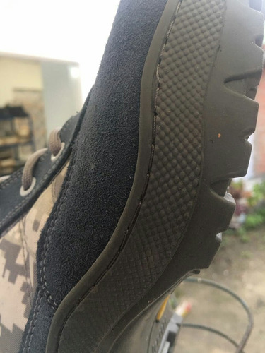 Bota Militar Táctica Gamuza Azul Y Lona Impermeable