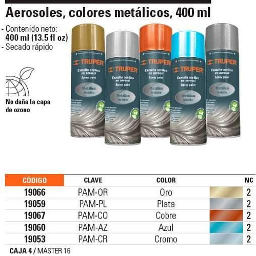 Aerosol Color Cromo Metalico 400ml Truper