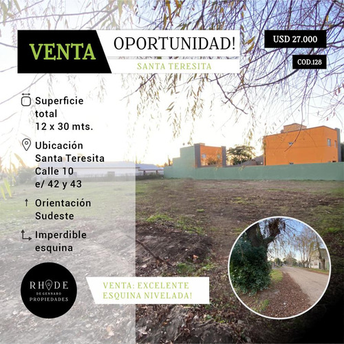 Lote A La Venta En Santa Teresita - Calle 10 E/ 42 Y 43