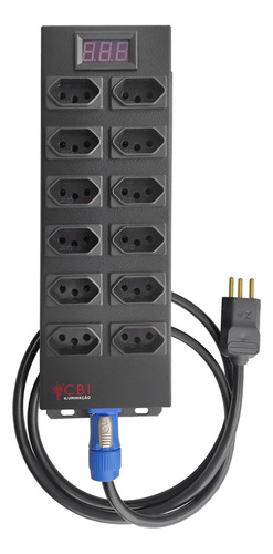 2x Régua 12 Tomadas Cbi Profissional 4kw 1,5 Metro Voltimetr