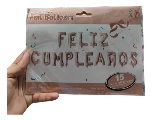 Globos Metalizados Feliz Cumpleaños Multic-plata-dorado Rosa Letra