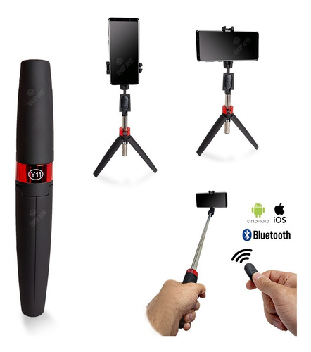 Imagem 1 de 8 de Tripé Celular Bastão Selfie Com Rotação Bluetooth Modelo Y11