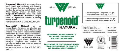 Limpiador De Cepillos Weber Turpenoid Natural, Botella De 23