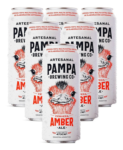 Cerveza Pampa Amber Ale 473cc Pack X 6 Latas