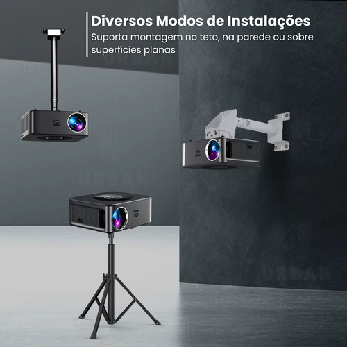 Projetor Android Full Hd 4k Até 300 Pol Com Wifi Bluetooth Usb Hdmi