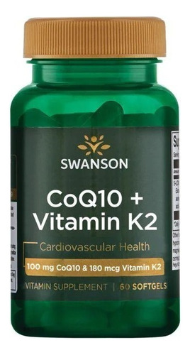 Swanson Coq10 + Vitamina K2 60 Sgels Sabor Sin Sabor