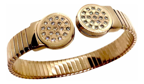 Imagen 2 de 6 de Brazalete Ionizado De Acero Quirúrgico Rose Malla Reloj
