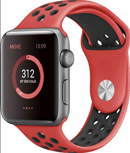 Pulseira Estilo Nike P/ Apple Watch 42/44mm Vermelho C Preto
