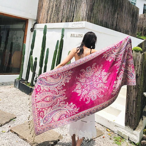 Bufanda De Jacquard De Anacardo, Bohemia, De Viaje, Para Muj