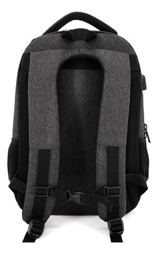 Mochila Usb Espaciosa Urbana Viajes Facultad Full Color Gris Oscuro Diseño De La Tela Liso