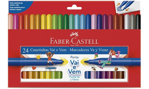 Canetinha Hidrográfica Faber Castell Vai E Vem 24 Cores