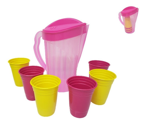 Juego Jarra 4l Thalía Y 6 Vasos