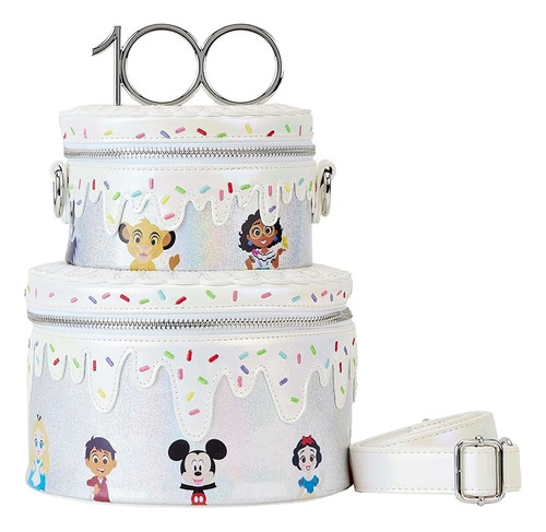 Disney 100 Celebration Cake Crossbody Bag By Loungefly Acabado De Los Herrajes Plastico Color Gris Correa De Hombro Tornasol Diseño De La Tela Lisa