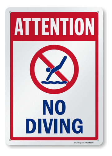 No Diving  Aluminio Laminado 40 Mil Rojo Azul Blanco