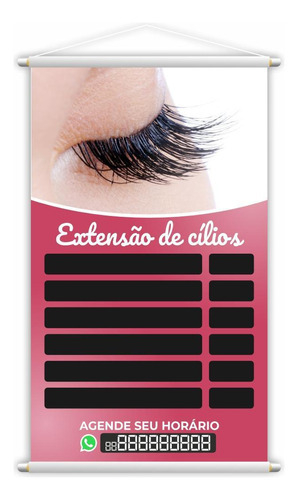 Banner Extensão De Cílios Contato Fundo Preto 60x40cm