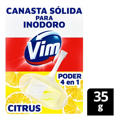 Canasta Sólida Para Inodoro Vim Citrus 4 En 1 X 35g X 12 Un.