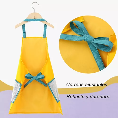 Delantal impermeable para niños con bolsillos, engrosar lindo delantal para  niños con correa ajustable para el cuello