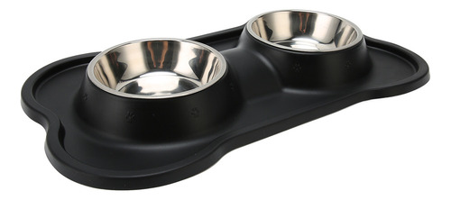 Cuenco Doble Para Perros, Diseño De Borde Elevado De Acero I