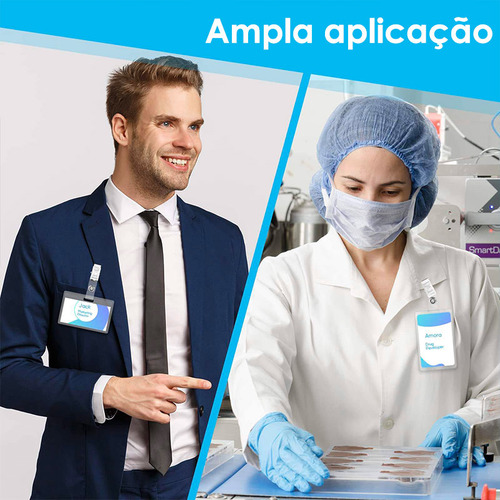 Porta-crachá Bx Clipes Com Alça Leitosa Com Design Lisa Kit X 100 Unidades - Prateado