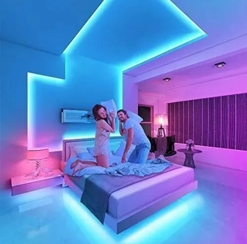 Imagen 3 de 4 de Pack Tiktok: Cinta Led Colores 5mt + Control Rgb + Adaptador