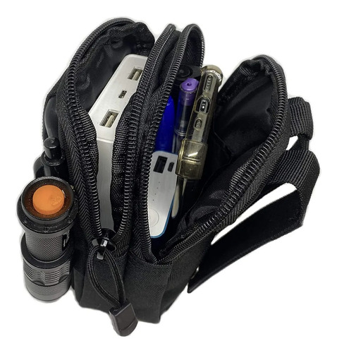 Bolsa Táctica Militar Para Celular Cámara Multifuncional Negro Liso