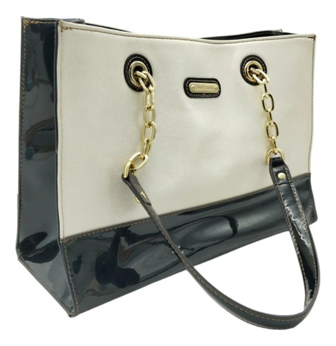 Bolso De Mano Anne Klein Negro/beige Lisa Oro Negro (Usado)