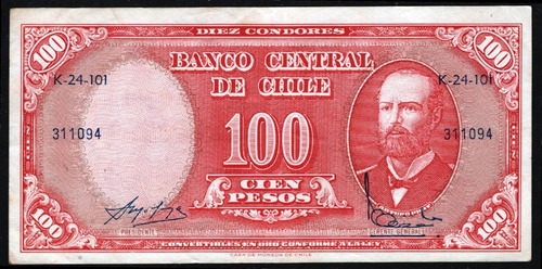 Chile Billete 10 Centesimos Resellado Año 1961  Pick #127.a3