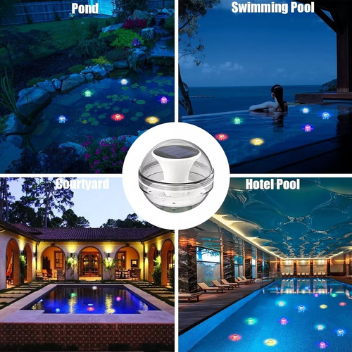 Pack 2 Unidades Luces Led Solares Flotantes Rgb 5w 10cm Blanco