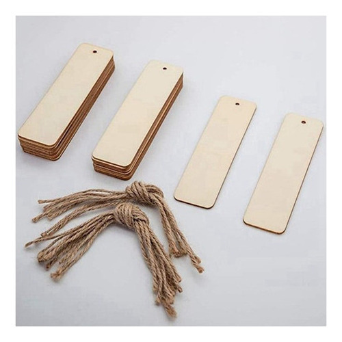 100 Marcapáginas De Madera En Blanco Con Cuerdas De Madera Color Wood Color Floral