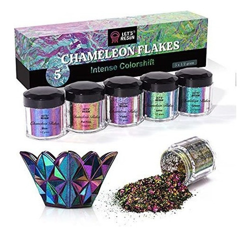 Let's Resin Chameleon Flakes, 5 Colores En Polvo De Pigmento