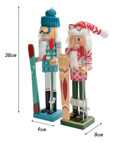 2x Cascanueces De Navidad De Madera, Juguetes Coloridos De,