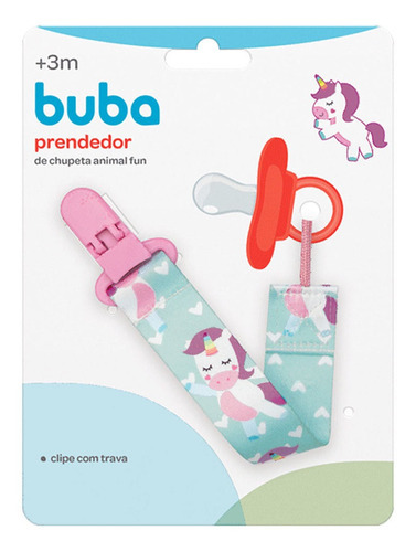 Prendedor Chupetas Buba Com Cordão Animal Fun Divertido Unicórnio