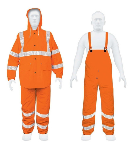 Conjunto Impermeable C/reflejante Naranja Talla G Pvc 17409