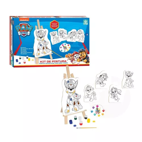 Jogo Kit Pintura Patrulha Canina Com Guache E 4 Telas